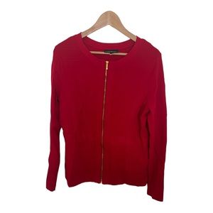 Lane Bryant Sweater With Gold Zipper Ruby Red Size 14